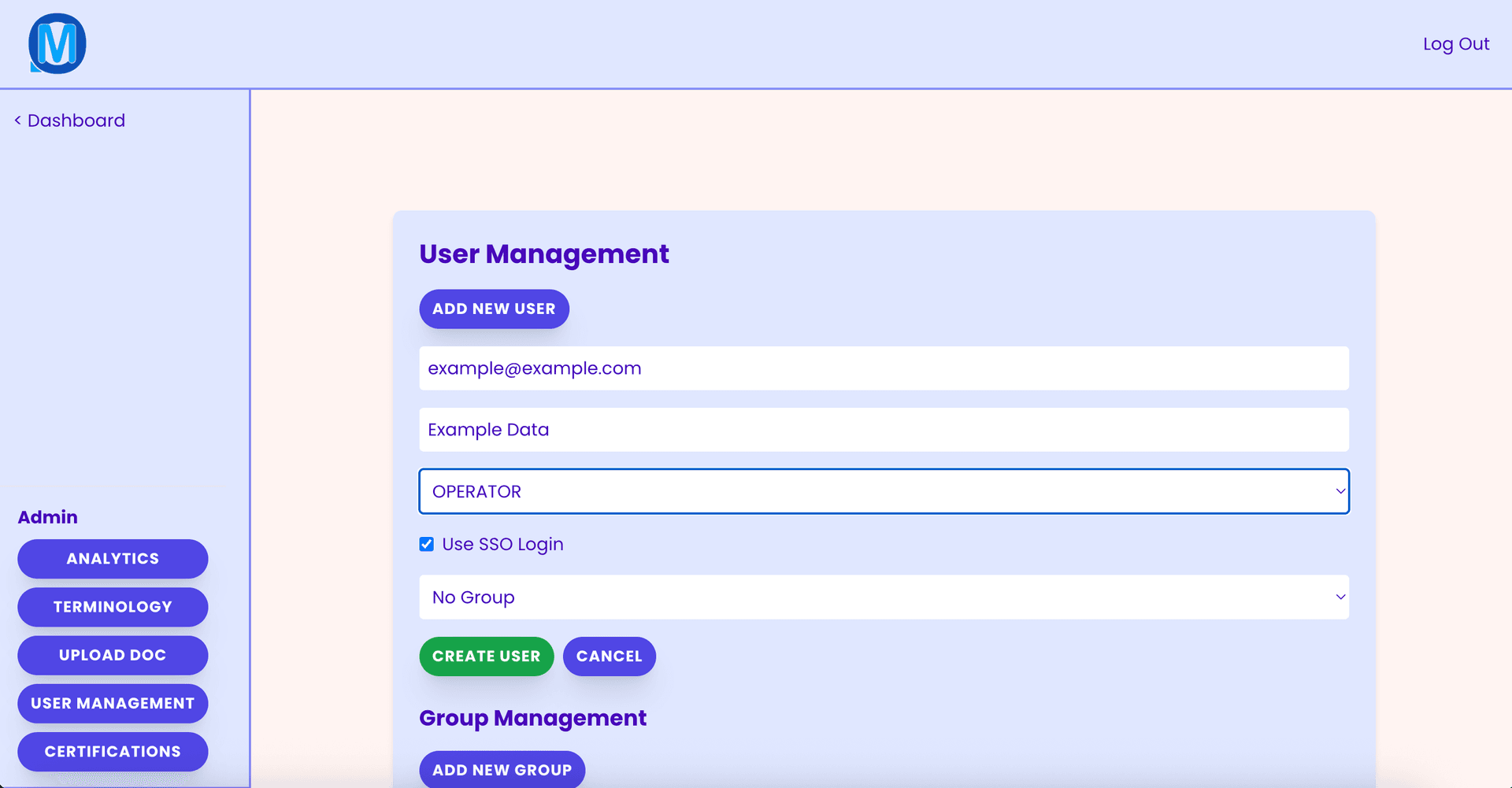 Adding users with SSO option in MODocs